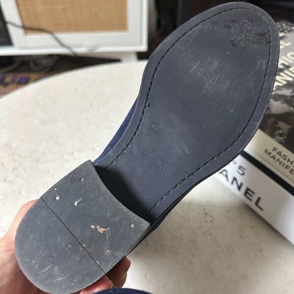 Stuart Weitzman Easy‎ On Reserve Blue Suede Pull-On 50/50 Booties Size 6M - Picture 10 of 10